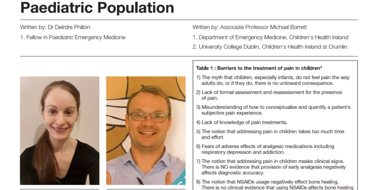 Management of Pain & Distress in a Paediatric Population