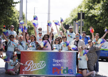 Boots Ireland walking in the Dublin Pride Parade